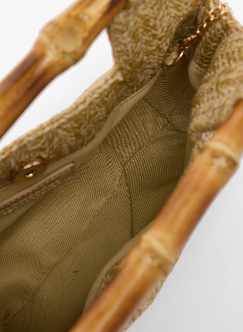 جلاموروس حقيبة يد من الرافيا بمقبض من الخيزران - Image 4